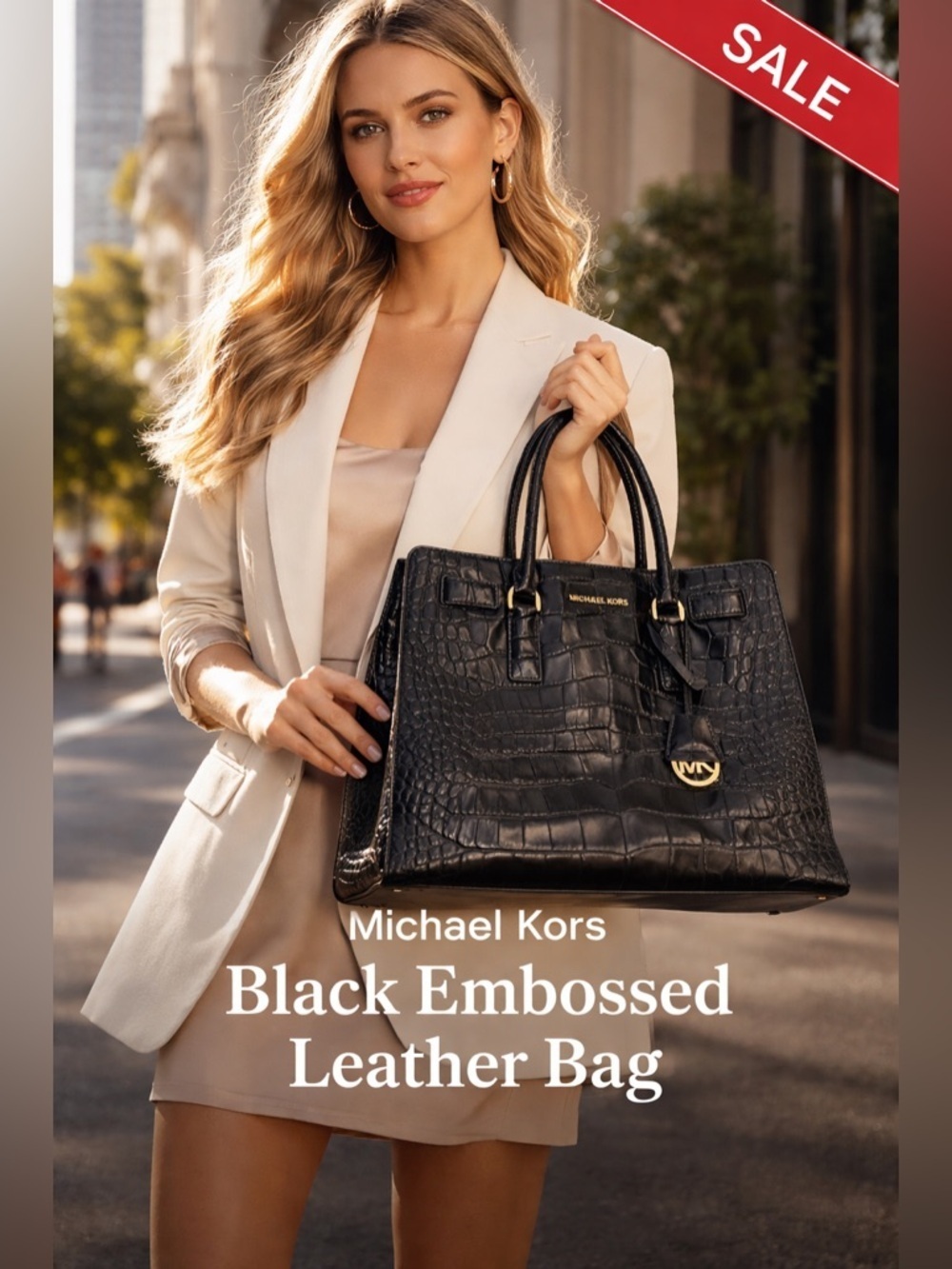 Michael Kors Black Embossed Leather Bag